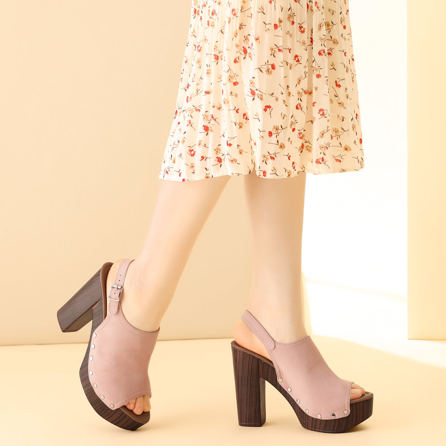 Sandalias de plataforma con tacón grueso y tira trasera para mujer