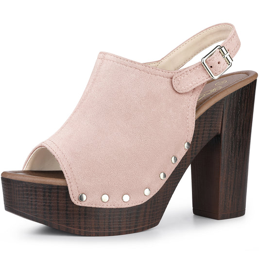 Sandalias de plataforma con tacón grueso y tira trasera para mujer