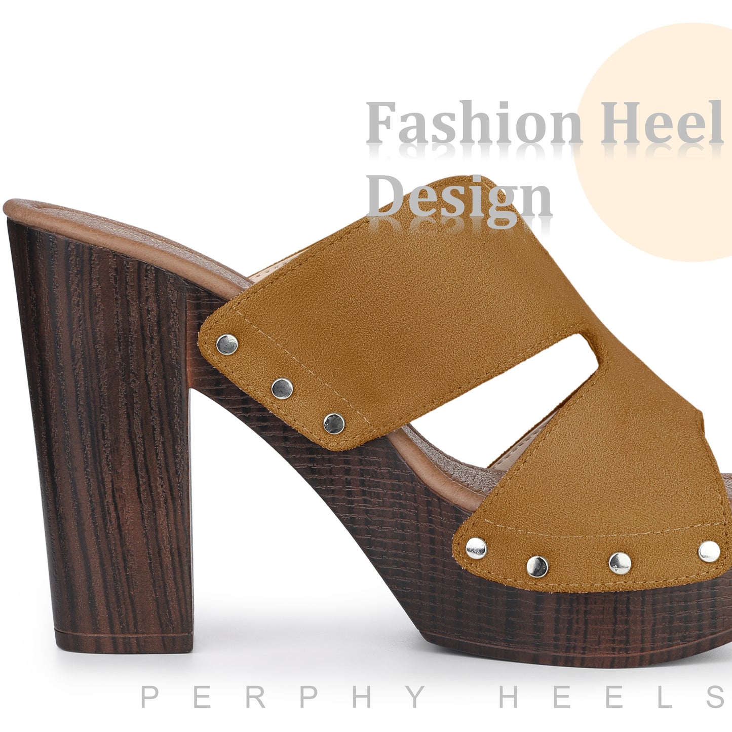 Women Platform Slip On Block High Heels Slides Sandals