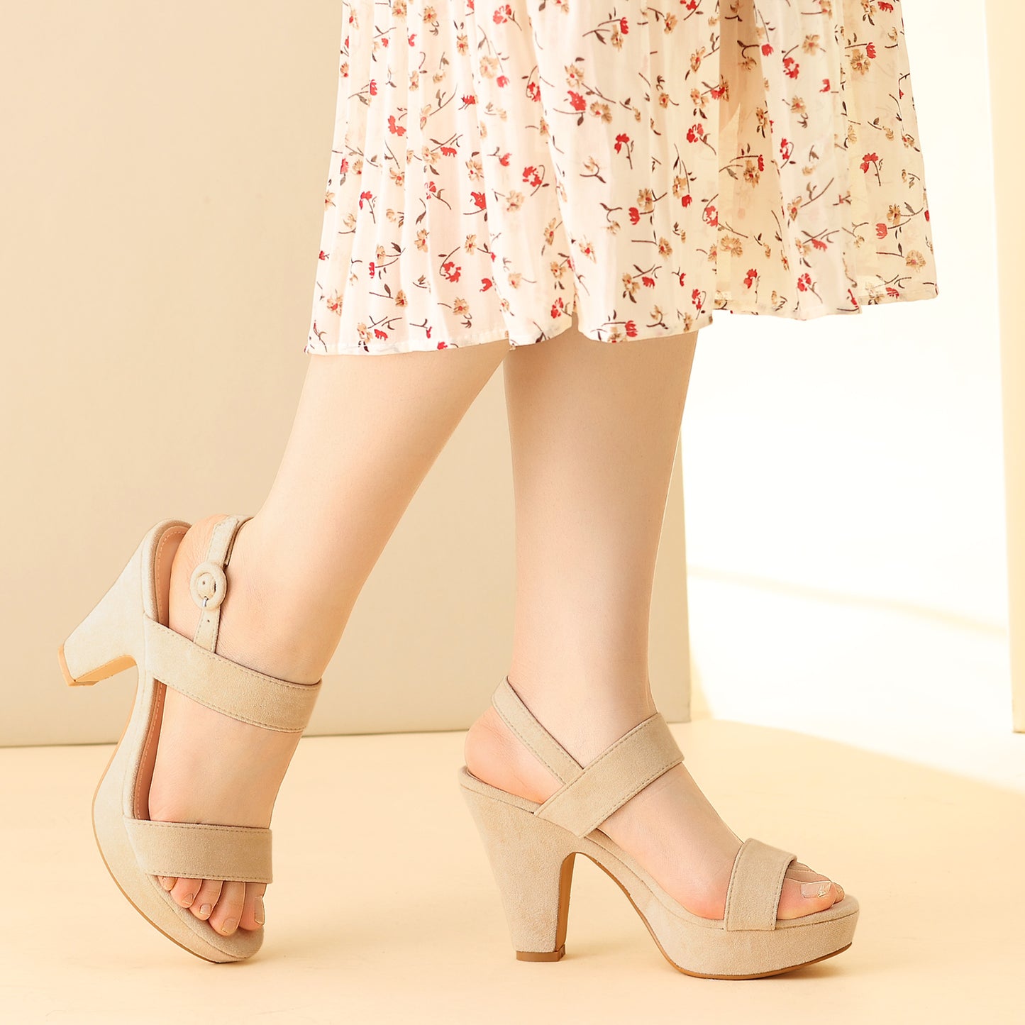 Women's Platform Slingback Block Heeled Sandals