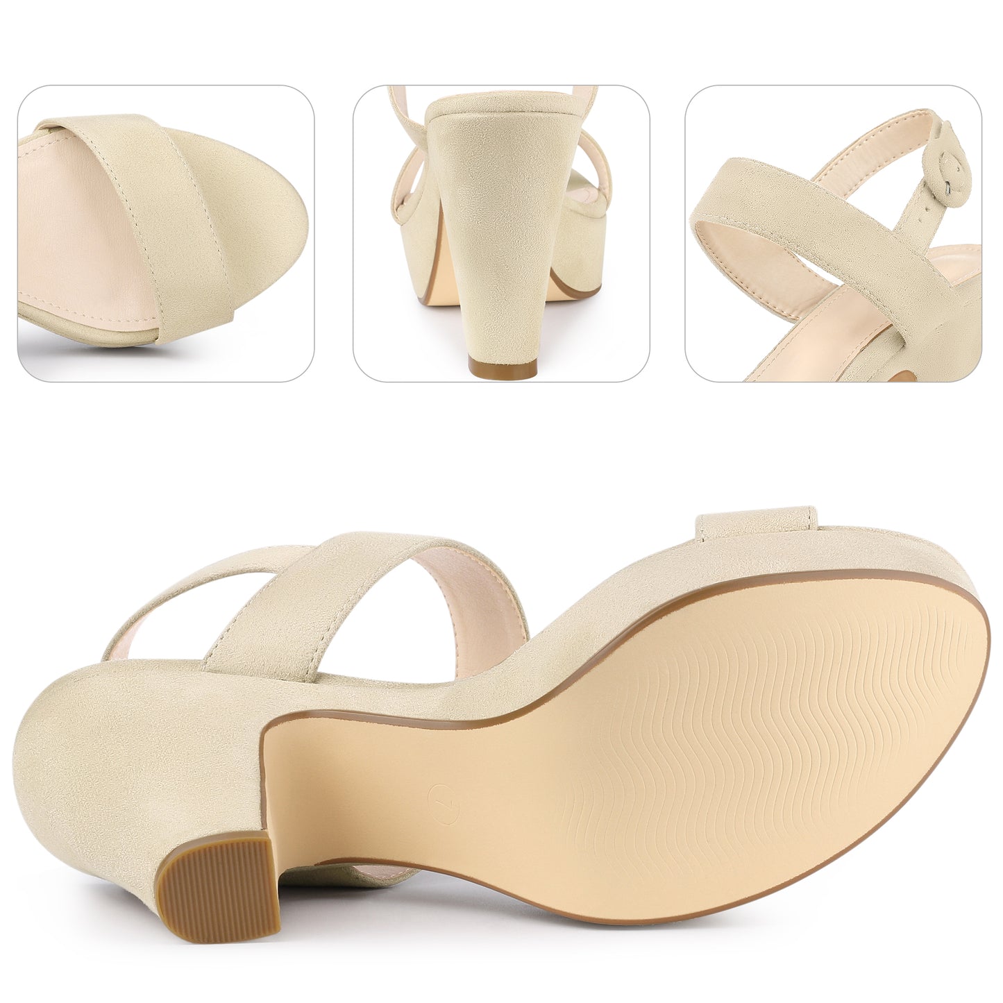 Women's Platform Slingback Block Heeled Sandals