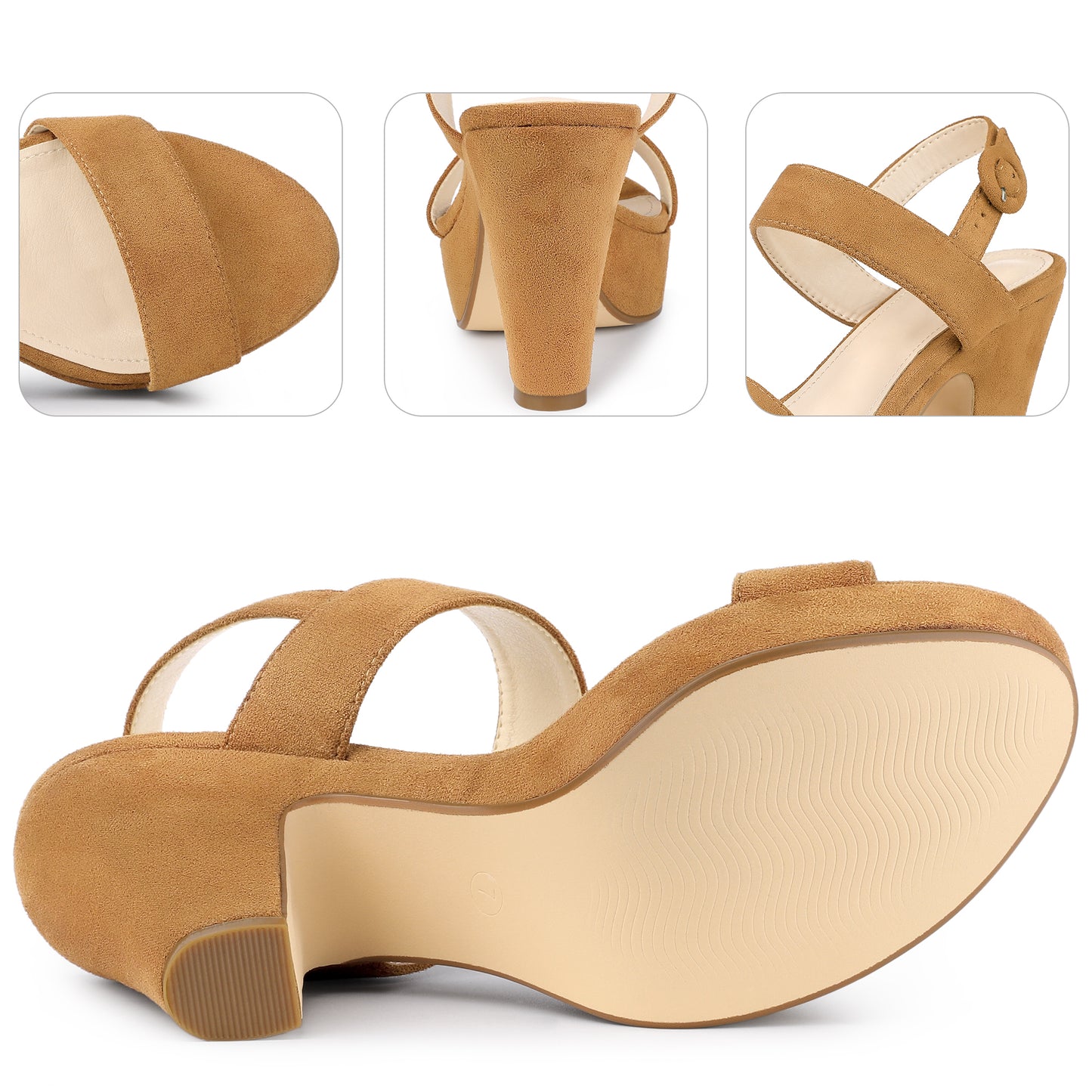 Sandalias de plataforma con tacón de bloque y tira trasera para mujer