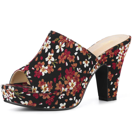 Sandalias de plataforma con tacón grueso y diseño floral para mujer