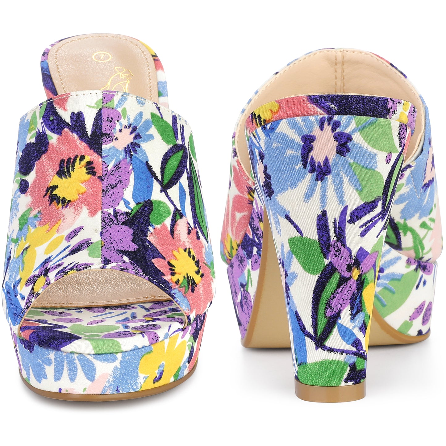 Sandalias de plataforma con tacón grueso y diseño floral para mujer