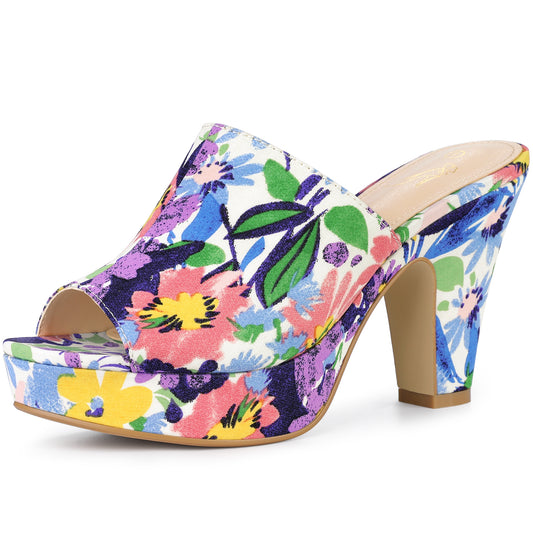 Sandalias de plataforma con tacón grueso y diseño floral para mujer