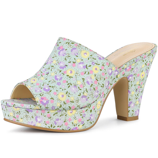 Sandalias de plataforma con tacón grueso y diseño floral para mujer