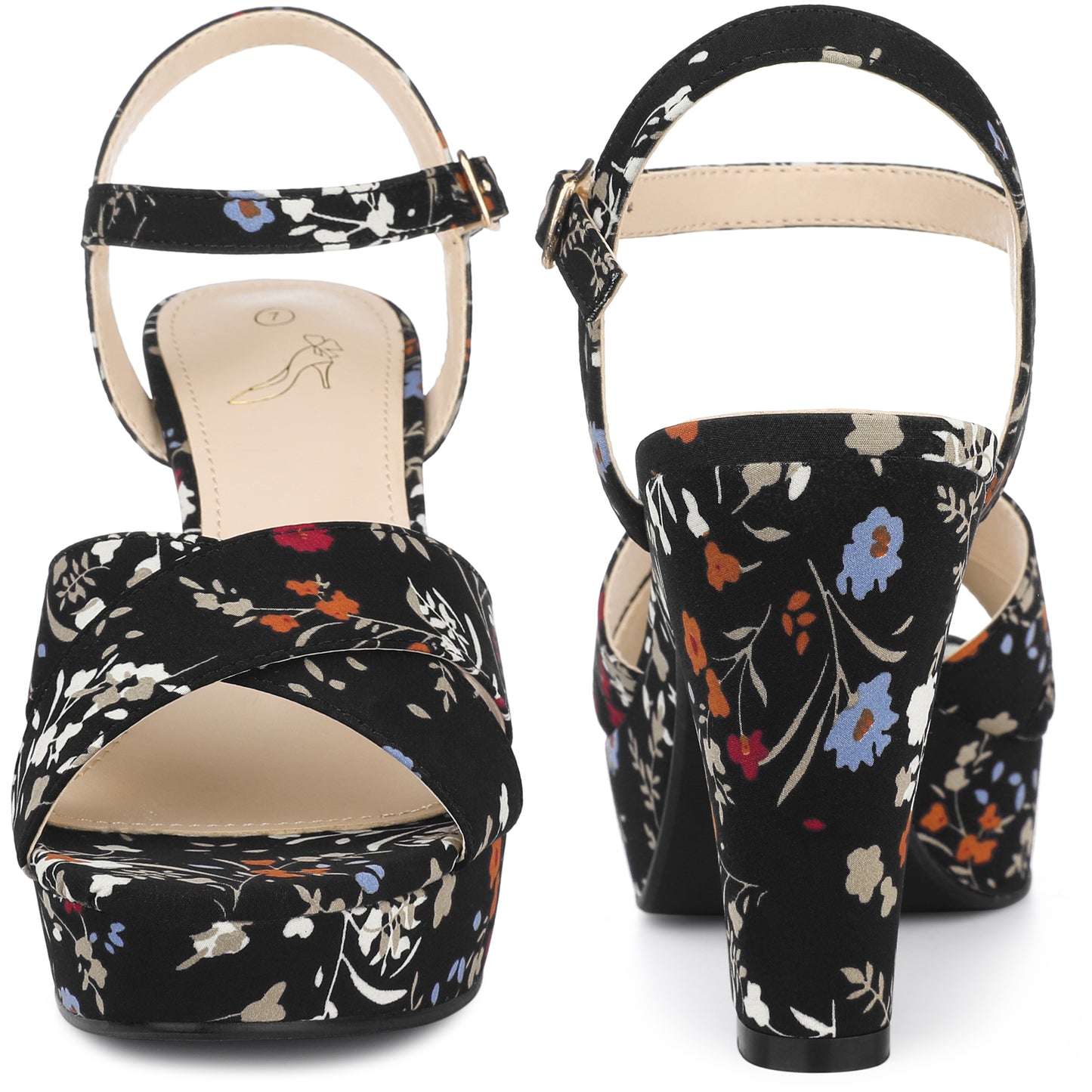 Sandalias de plataforma con tacón grueso y diseño floral para mujer