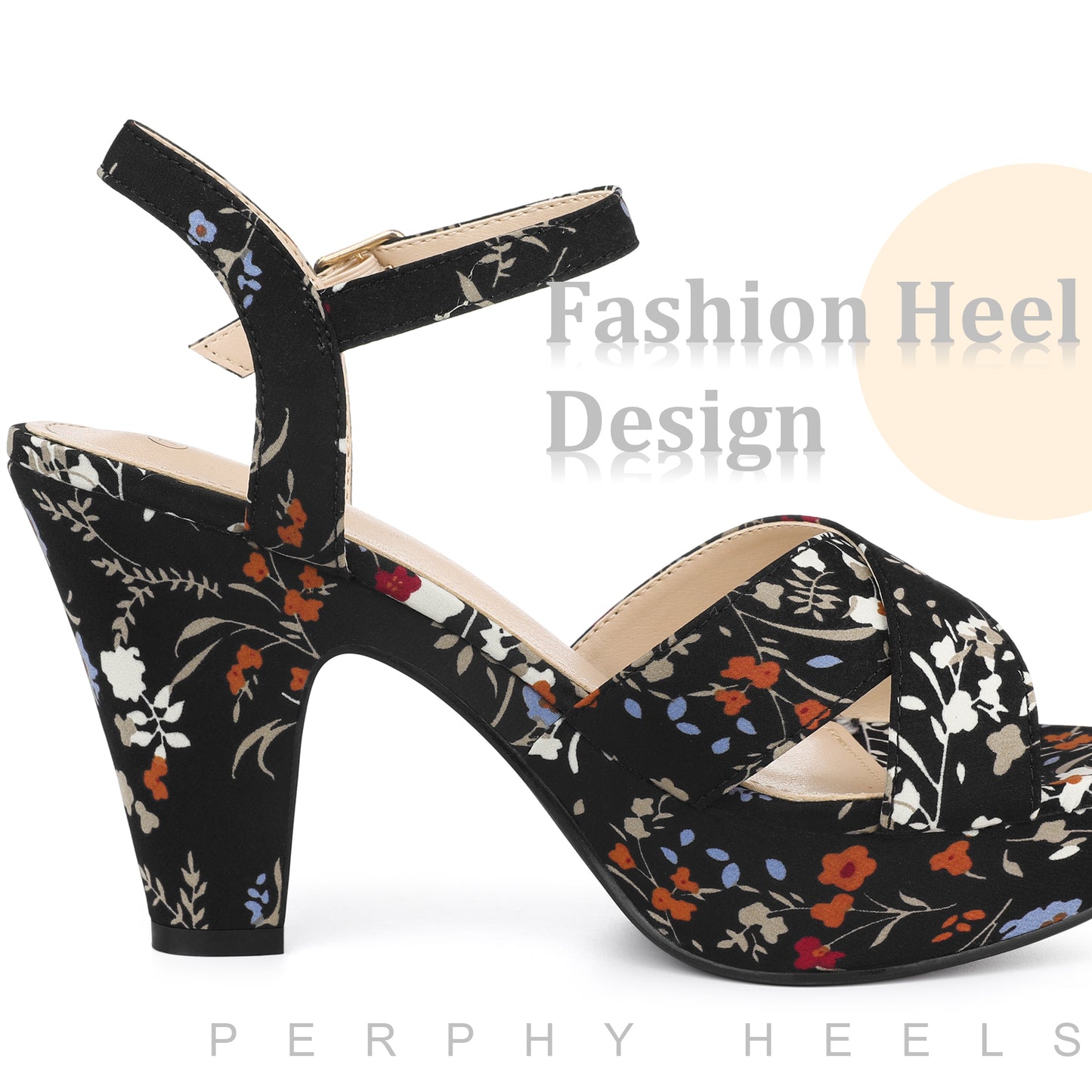 Sandalias de plataforma con tacón grueso y diseño floral para mujer