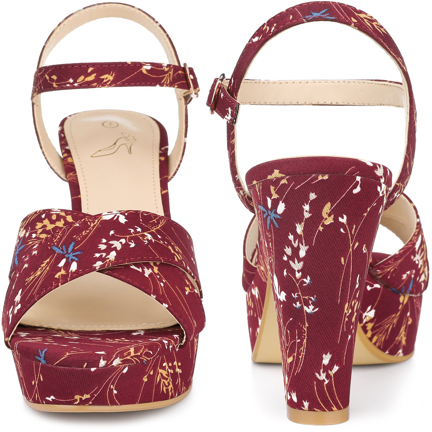 Sandalias de plataforma con tacón grueso y diseño floral para mujer
