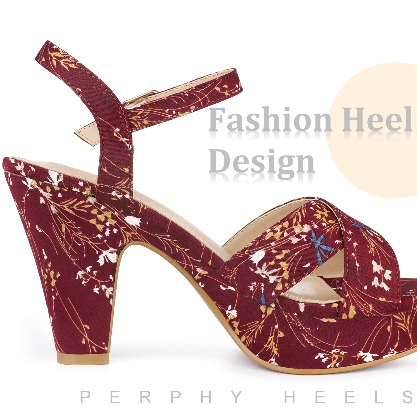 Sandalias de plataforma con tacón grueso y diseño floral para mujer