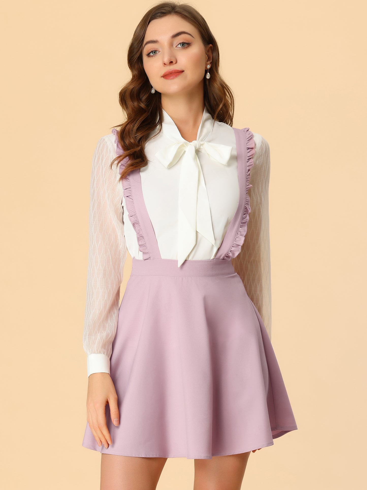Women's Ruffles Overalls Adjustable Straps A-Line Skater Braces Mini Suspender Skirt