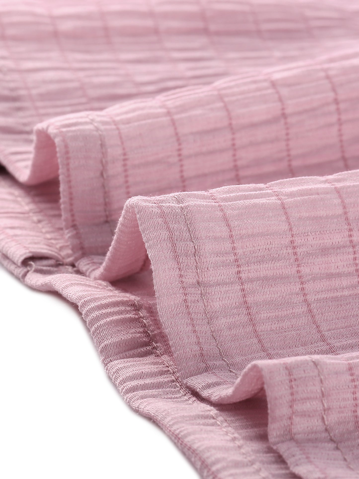 Women's Peasant Shirt Collared Button Down Textured Puff Sleeve Blouse