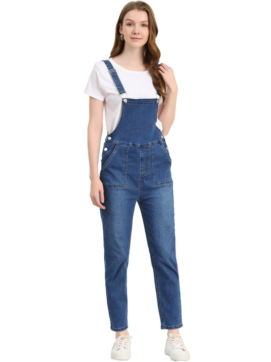 Women's Casual Adjustable Denim Bib Long Overalls Jeans Pants Jumpsuits