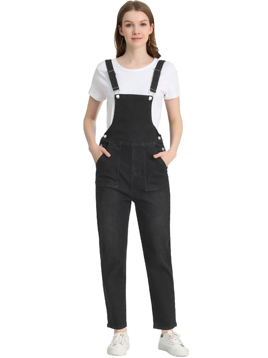 Women's Casual Adjustable Denim Bib Long Overalls Jeans Pants Jumpsuits