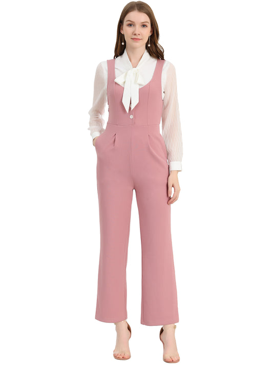 Women's High Waist Casual Wide Leg Pants Overalls Jumpsuit