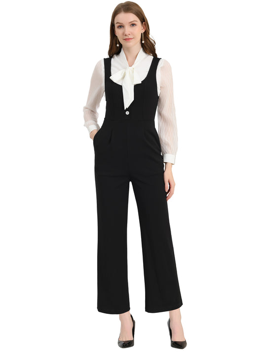 Women's High Waist Casual Wide Leg Pants Overalls Jumpsuit