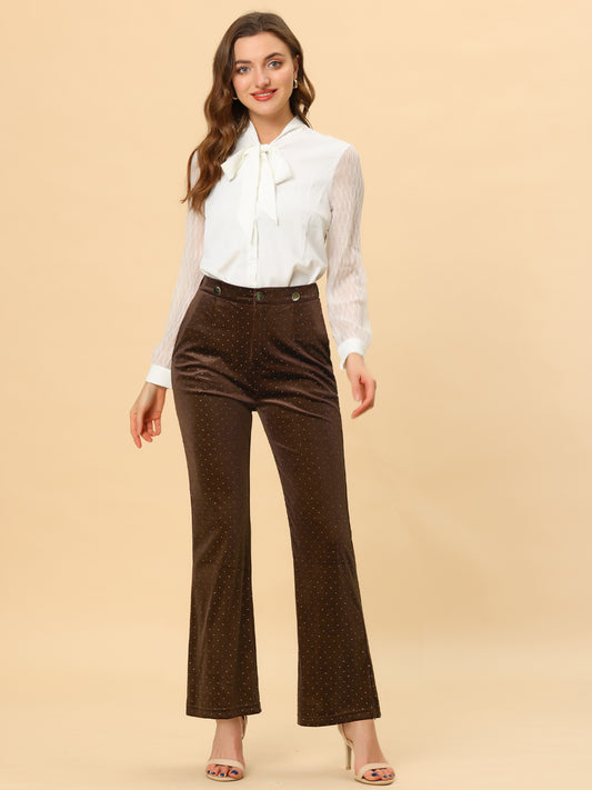 Monos de terciopelo con pierna ancha y brillo retro para mujer