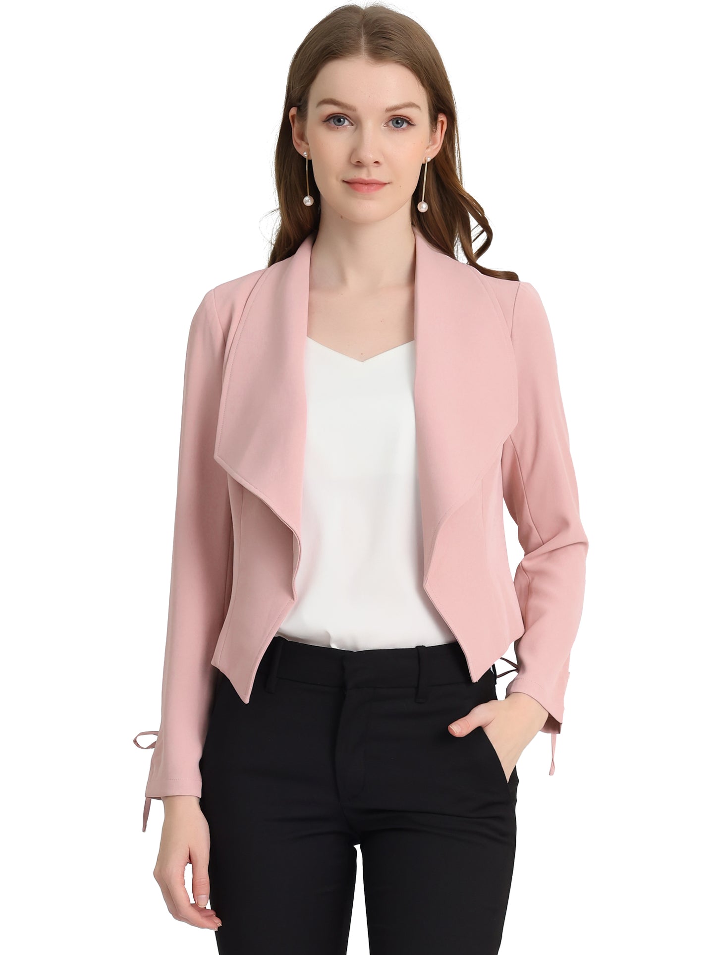 Women's Elegant Open Front Work Office Business Suit Blazer Jacket