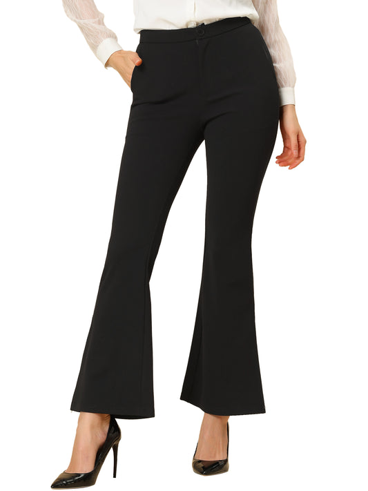 Women's Stretch High Waisted Pants Split Hem Flare Bell Bottoms Pants