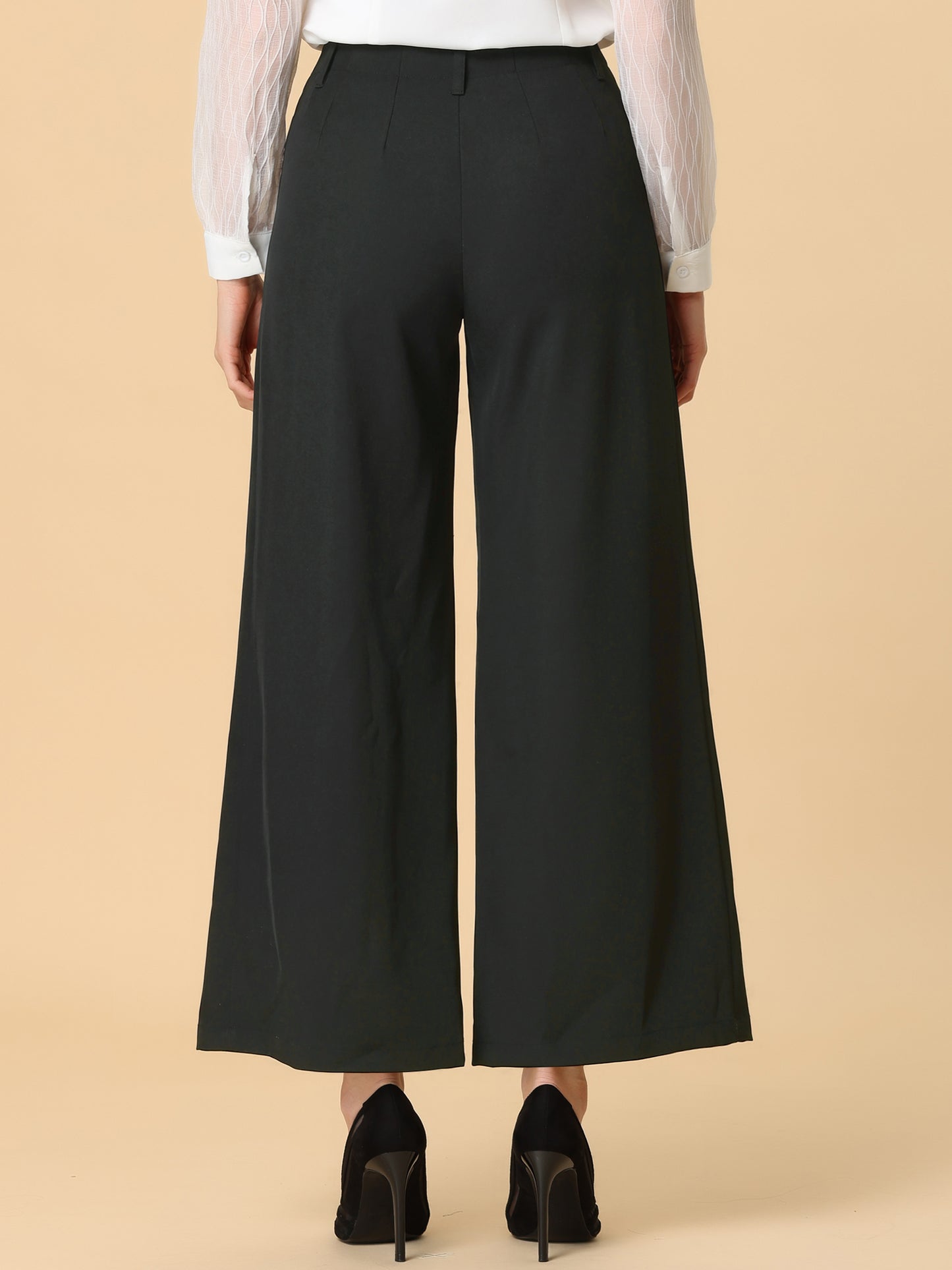 Pantalones Palazzo Largos de Pierna Ancha para Mujer con Bolsillos