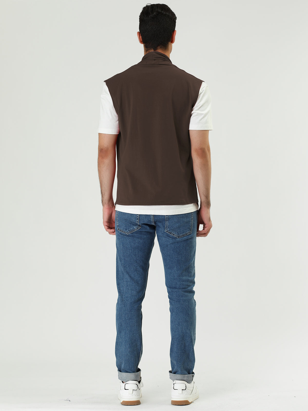 [PACK SALES] Men's 2 Pieces Open Front Asymetric Hem Sleeveless Cardigan Vest