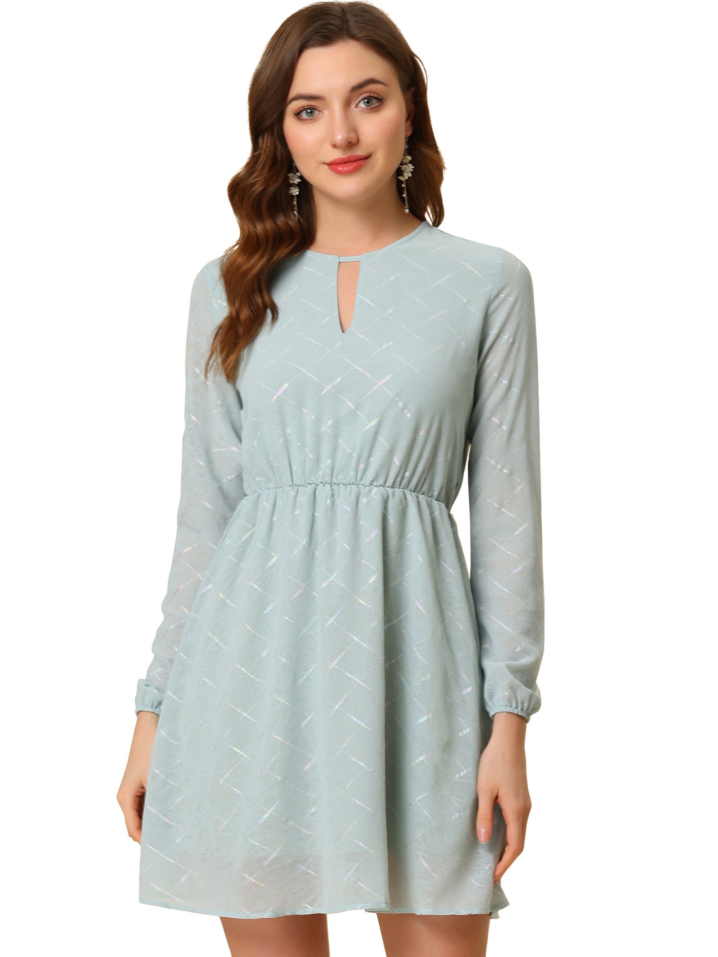 Women's Choker V Neck Gilding Metallic Star Flared A-Line Dress