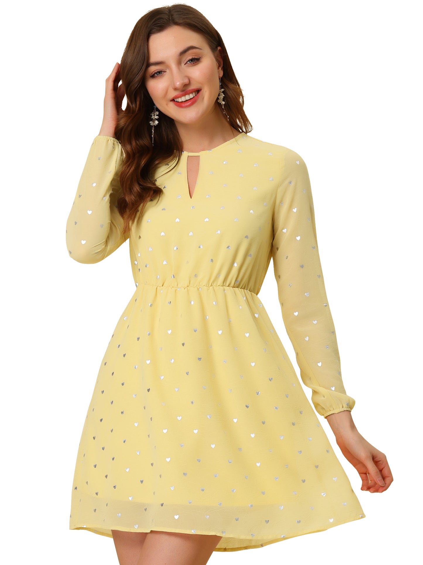 Women's Choker V Neck Gilding Metallic Star Flared A-Line Dress