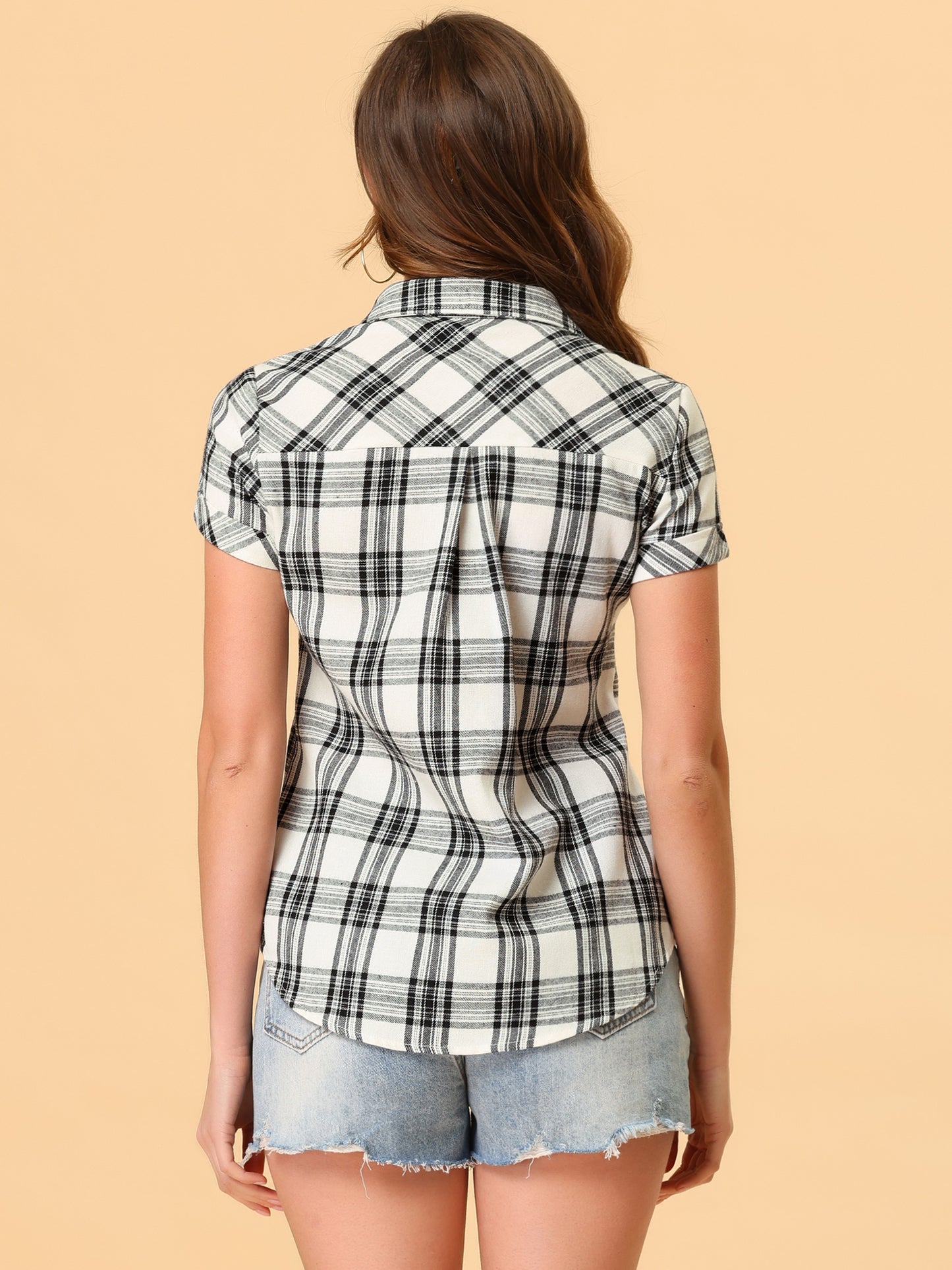 Women's Classic Button Down Cotton Plaid Shirt (Available in Plus Size)