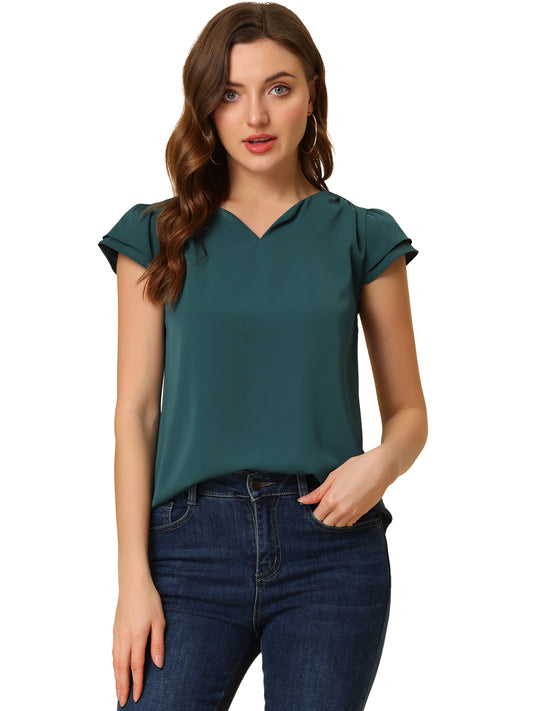 Women's Cap Sleeve Top Work Business Casual Plain Blouse