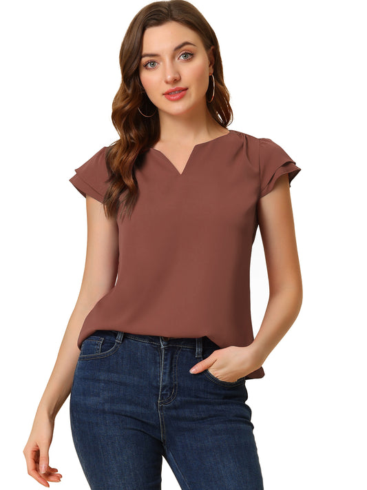 Women's Cap Sleeve Top Work Business Casual Plain Blouse