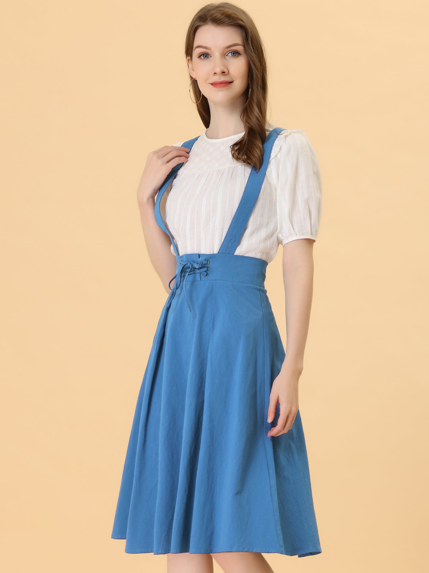 Women's Suspender Skirt High Waist Overall Corset Skater Skirt Short Mini Dress