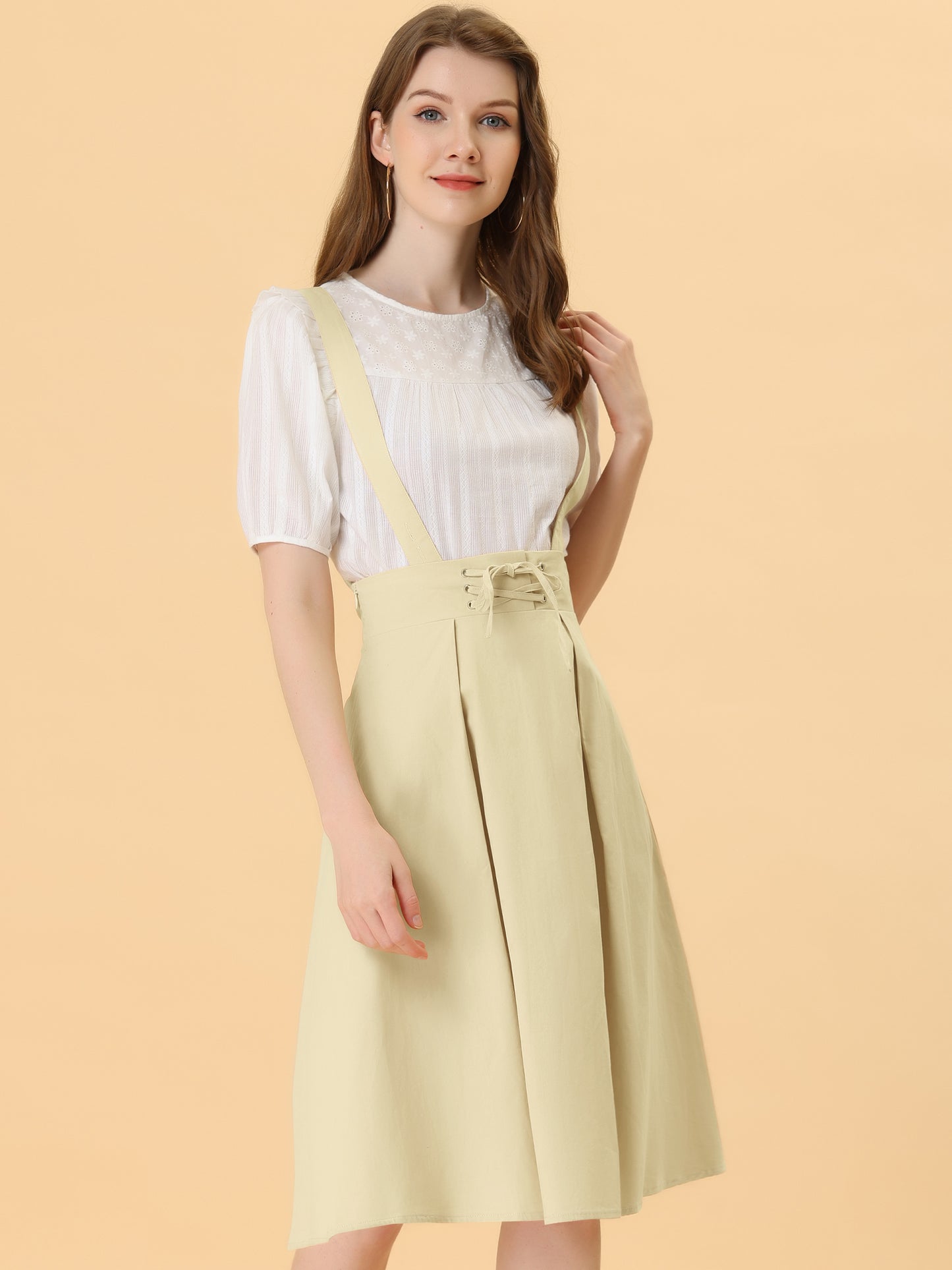 Falda con tirantes y cintura alta para mujer, mono, corsé, falda skater, minivestido corto