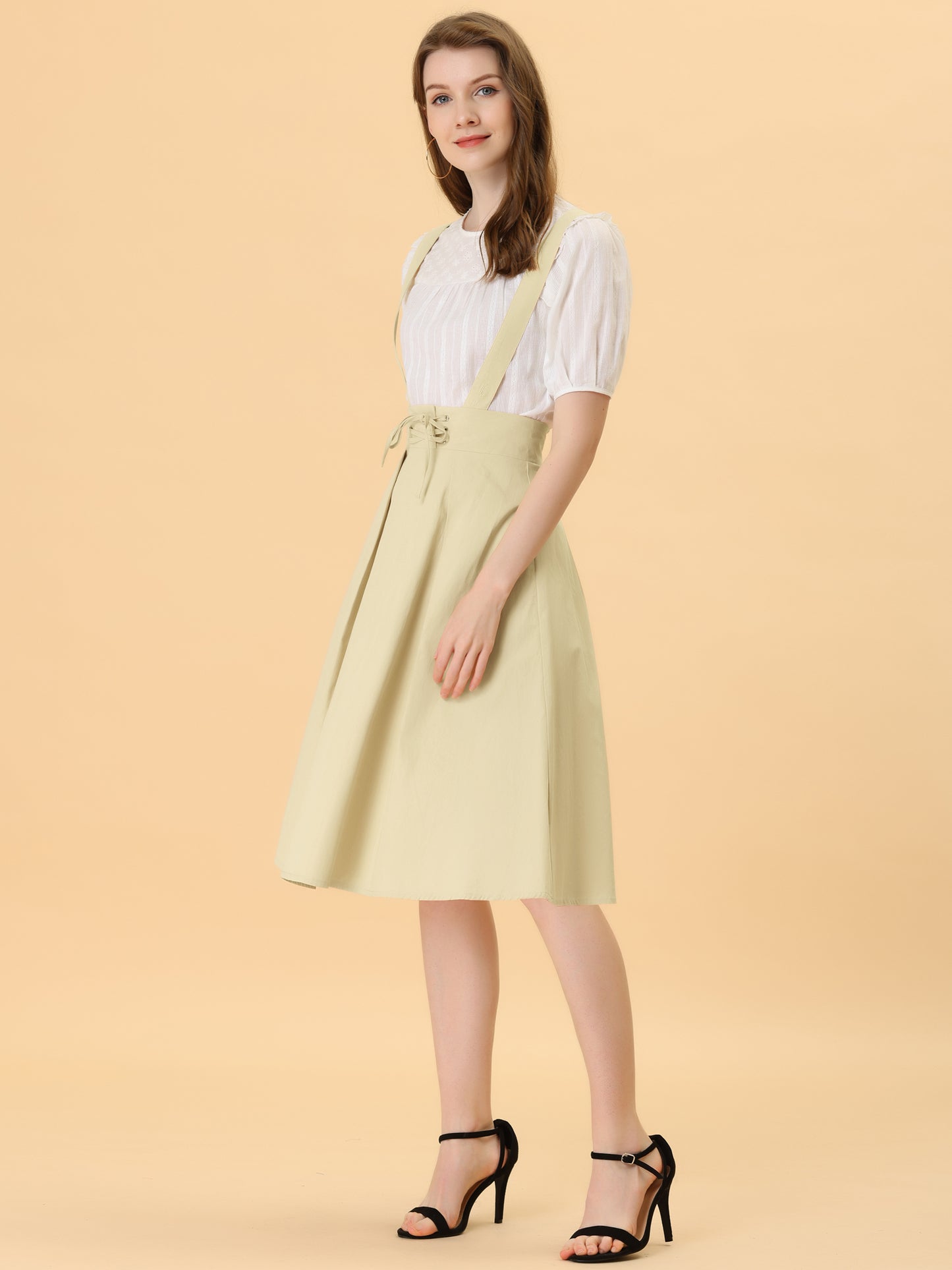 Falda con tirantes y cintura alta para mujer, mono, corsé, falda skater, minivestido corto