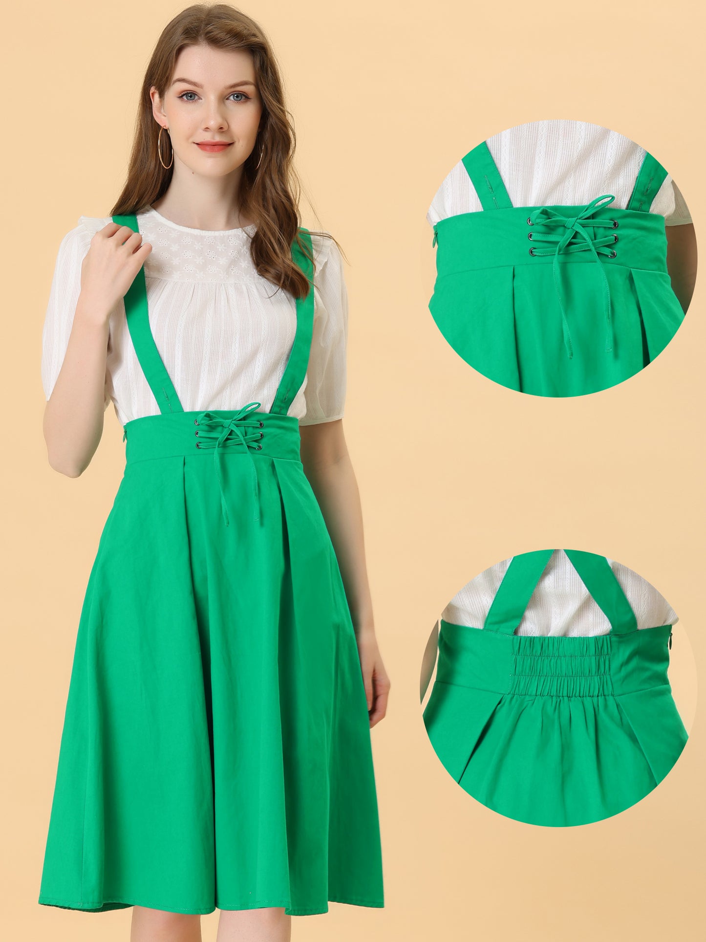 Falda con tirantes y cintura alta para mujer, mono, corsé, falda skater, minivestido corto