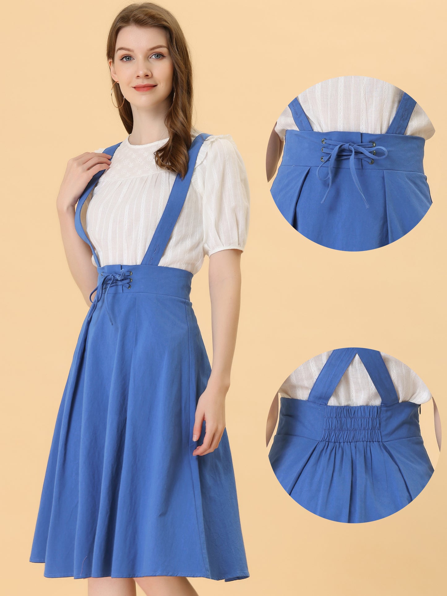 Falda con tirantes y cintura alta para mujer, mono, corsé, falda skater, minivestido corto