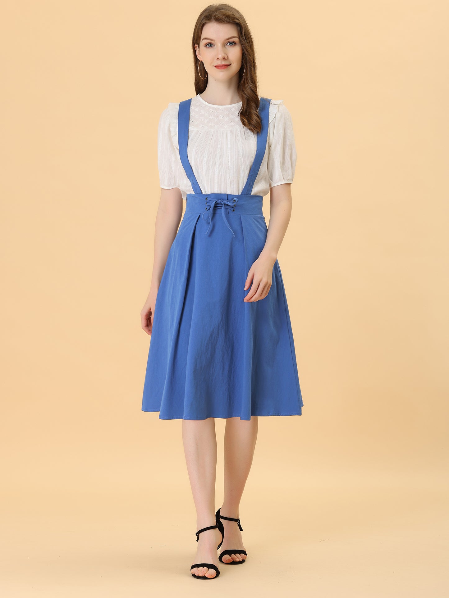 Falda con tirantes y cintura alta para mujer, mono, corsé, falda skater, minivestido corto