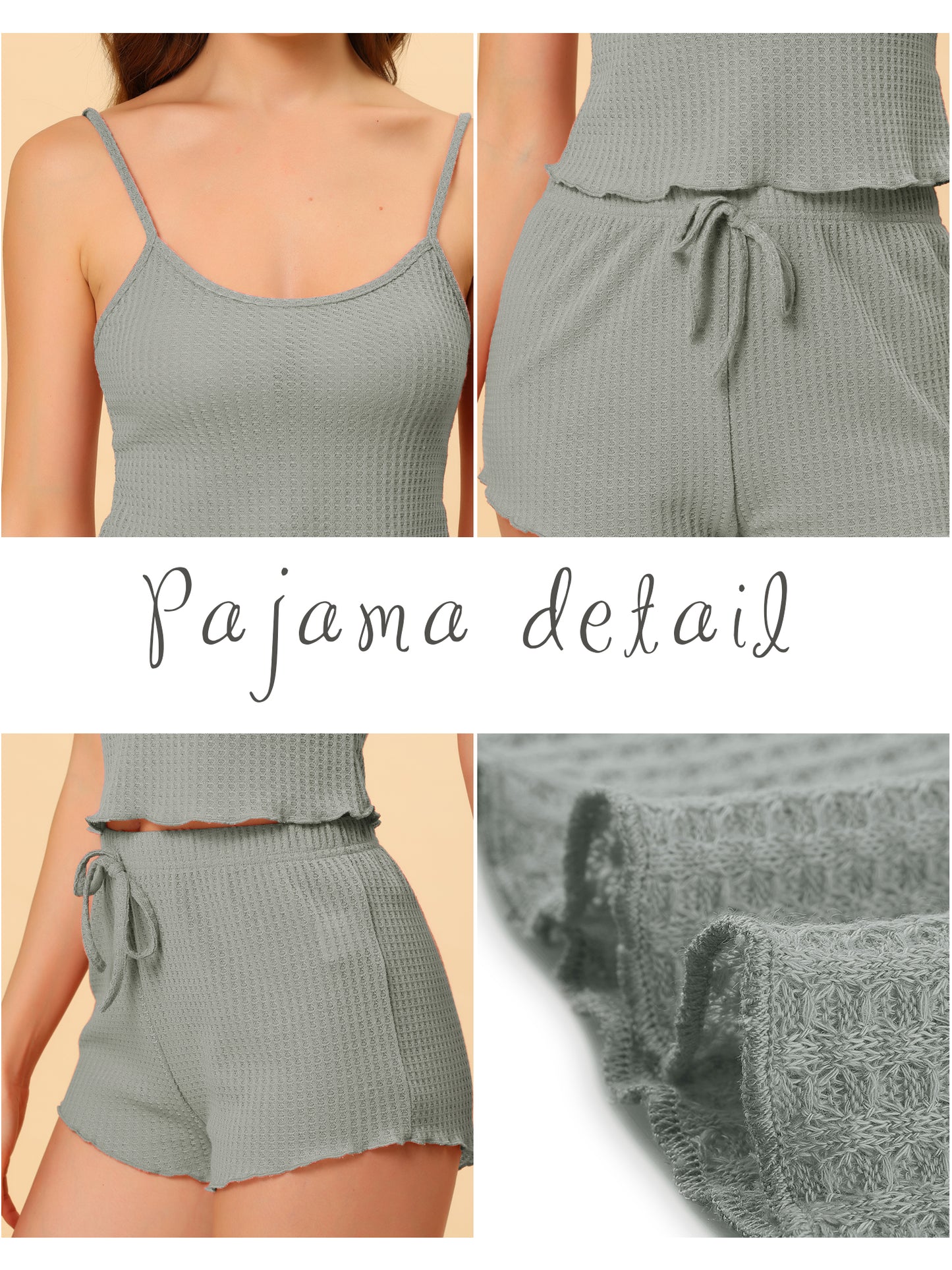 Pyjamas d'intérieur pour femmes, hauts camisole d'été avec shorts, vêtements de nuit, ensembles de pyjama camisole en tricot