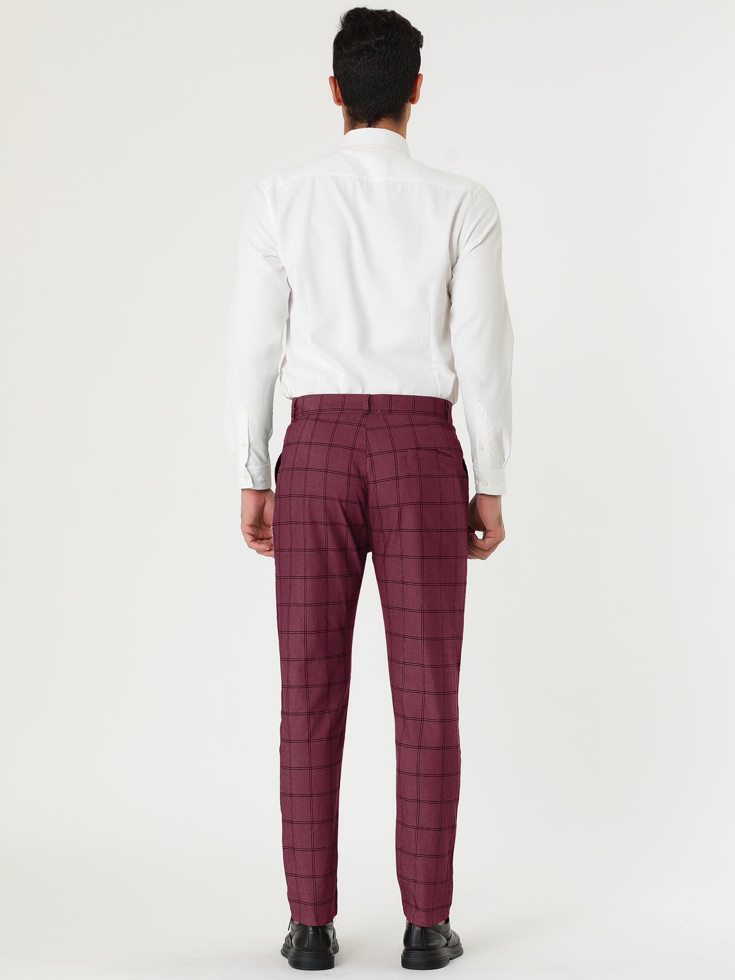 [PACK SALES] Men's 2 Pieces Business Skinny Flat Front Checked Dress Pants