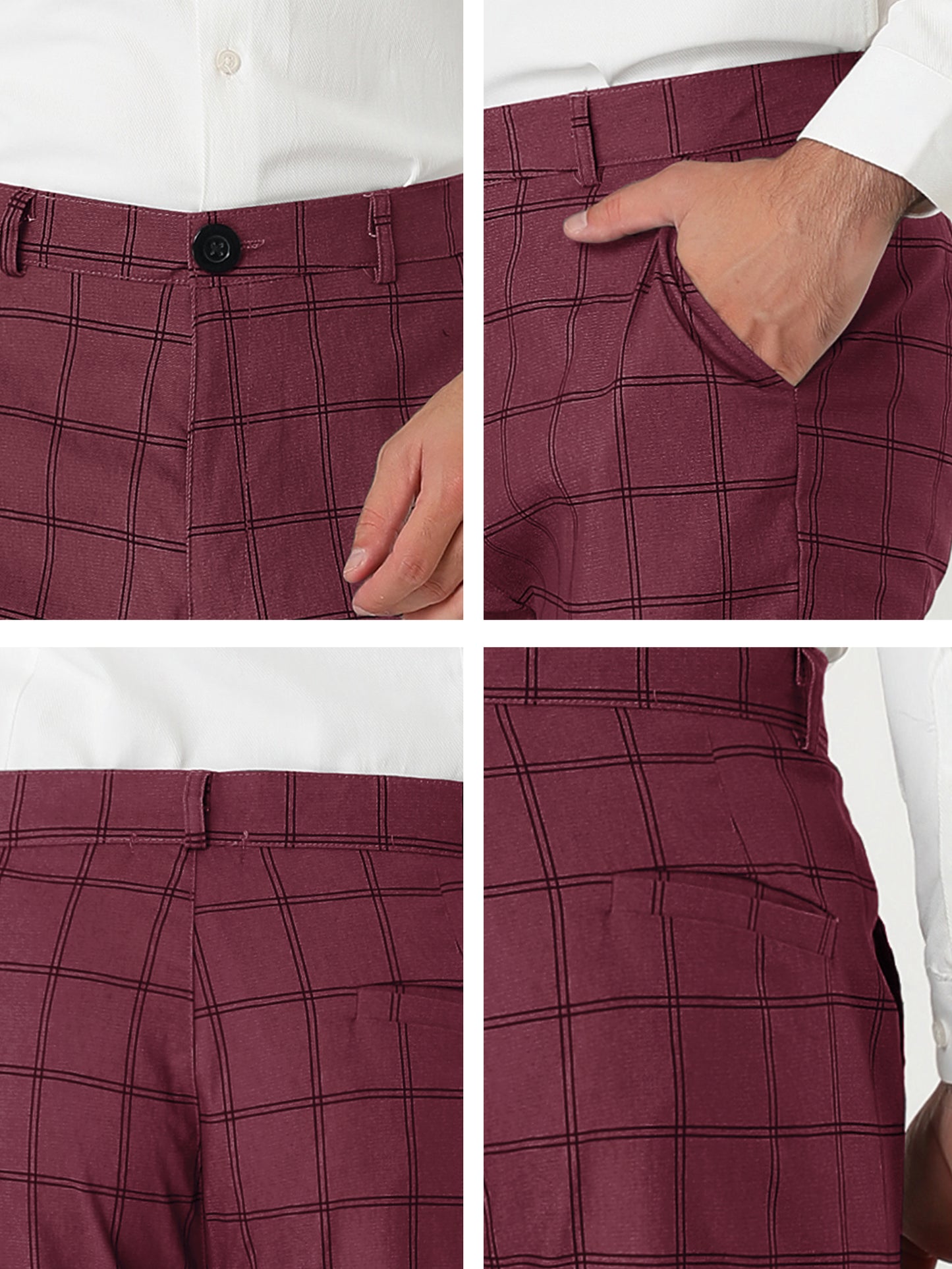 [PACK SALES] Men's 2 Pieces Business Skinny Flat Front Checked Dress Pants