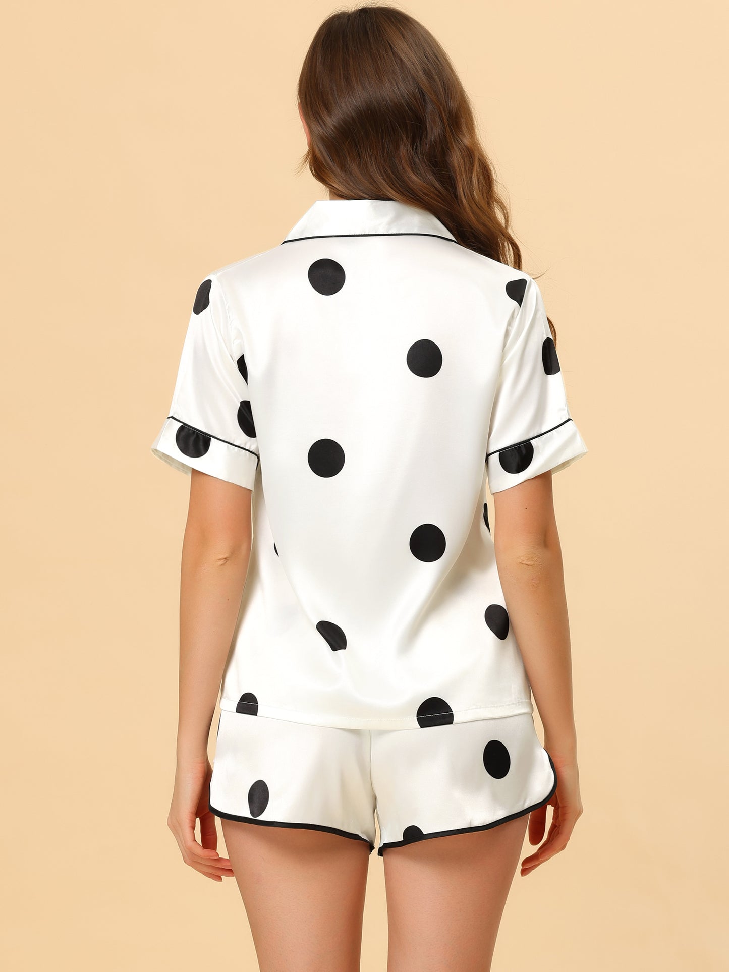 Pyjama en satin pour femme, ensemble de nuit, haut et short