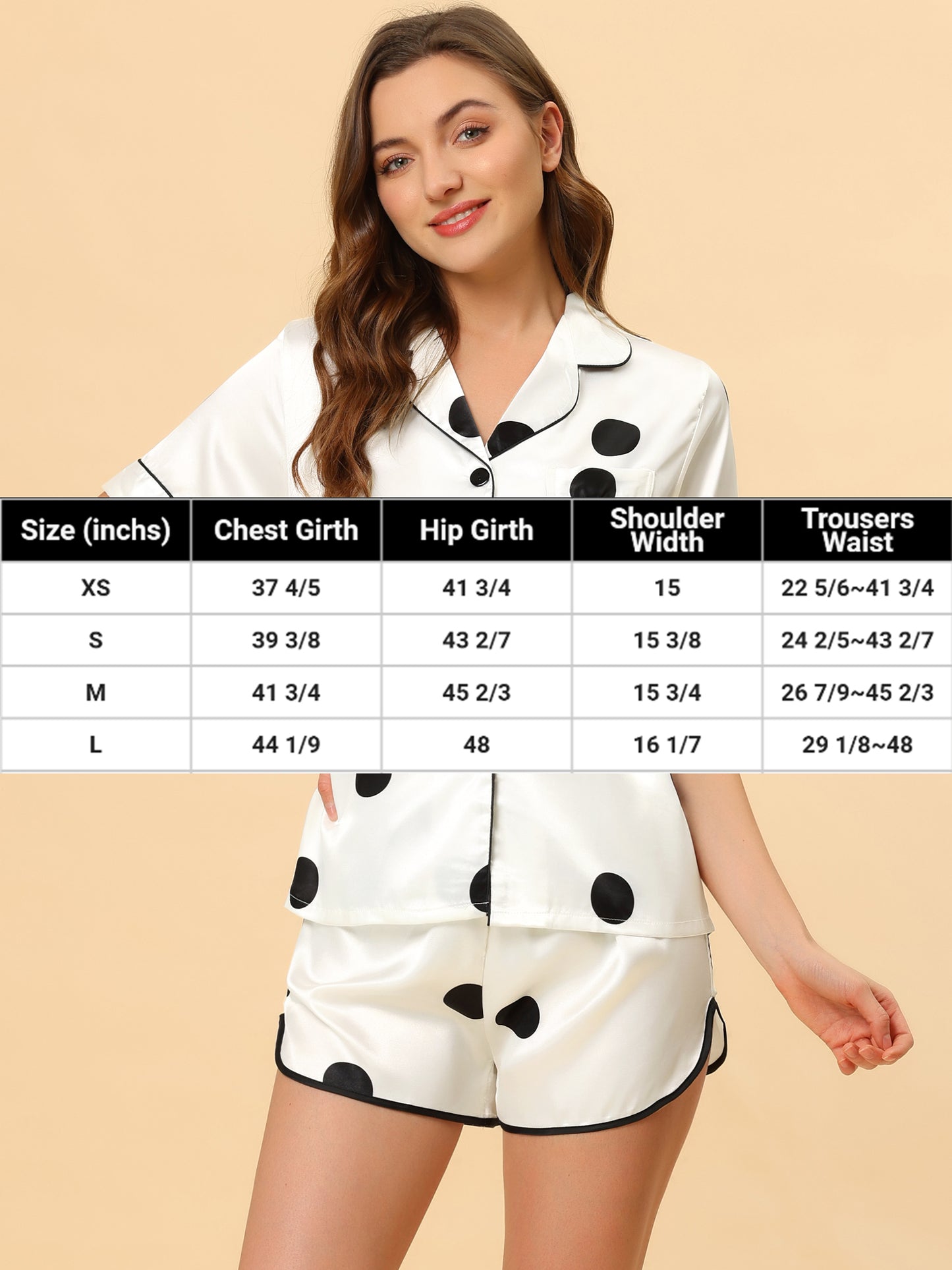 Women's Satin Pajamas Nightwear Sleepwear Top with Shorts Lounge PJ Set