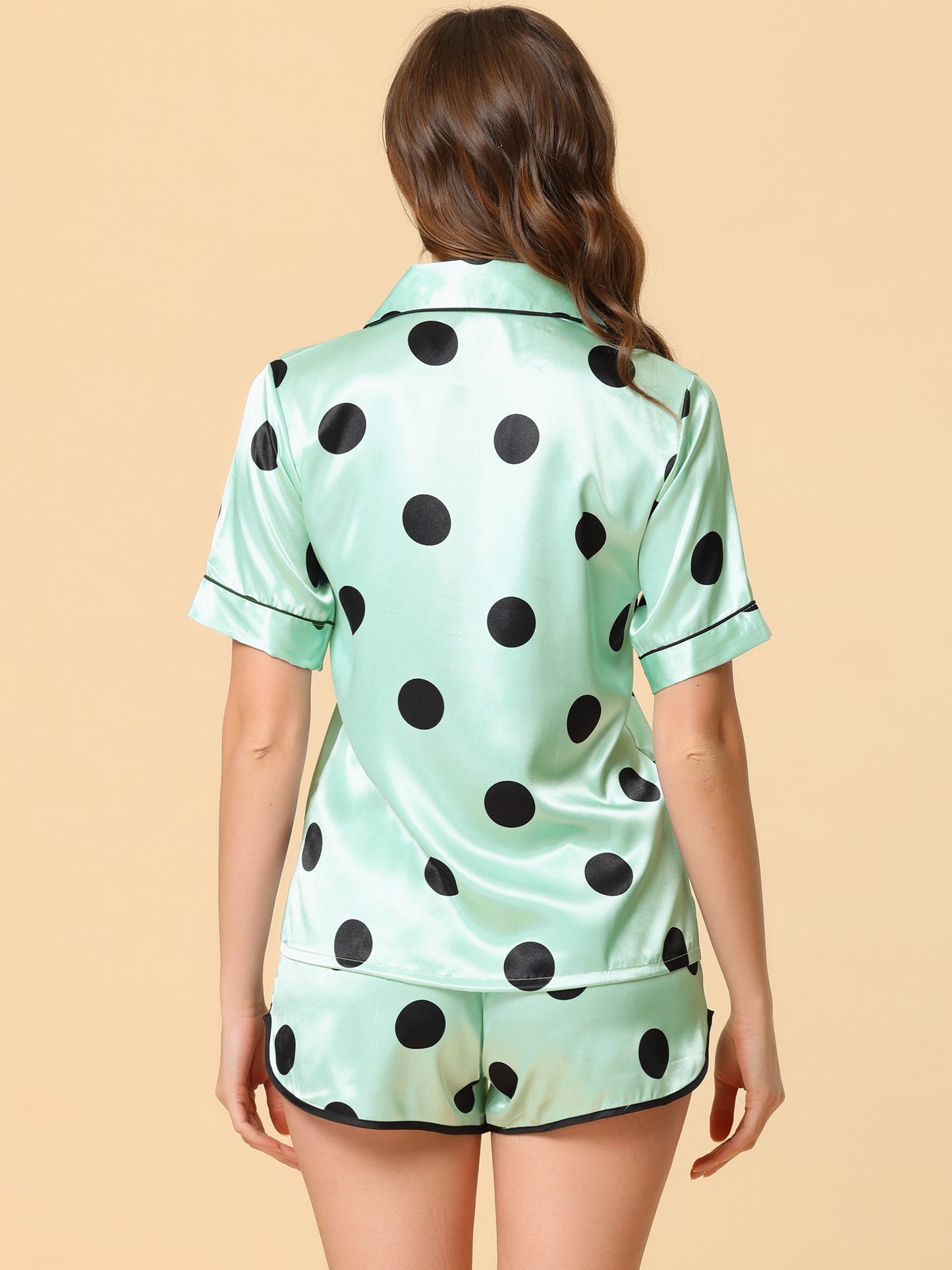 Pijama de satén para mujer, ropa de dormir, top con pantalones cortos, conjunto de pijama para estar en casa