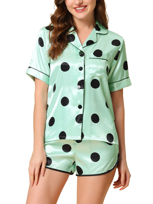 Pijama de satén para mujer, ropa de dormir, top con pantalones cortos, conjunto de pijama para estar en casa