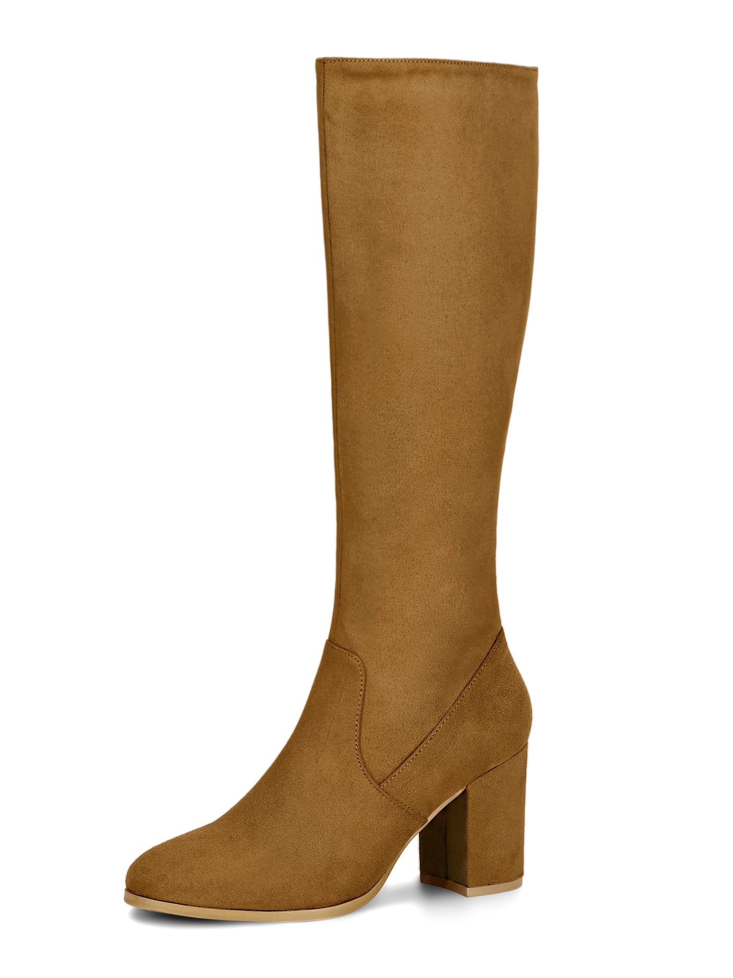 Women's Side Zipper Knee High Boots Chunky Heel Knee Boots, Deep Colors