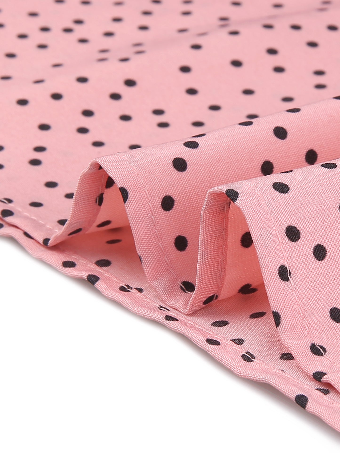 Blusa de manga corta con lunares y cuello de muñeca en contraste para mujer