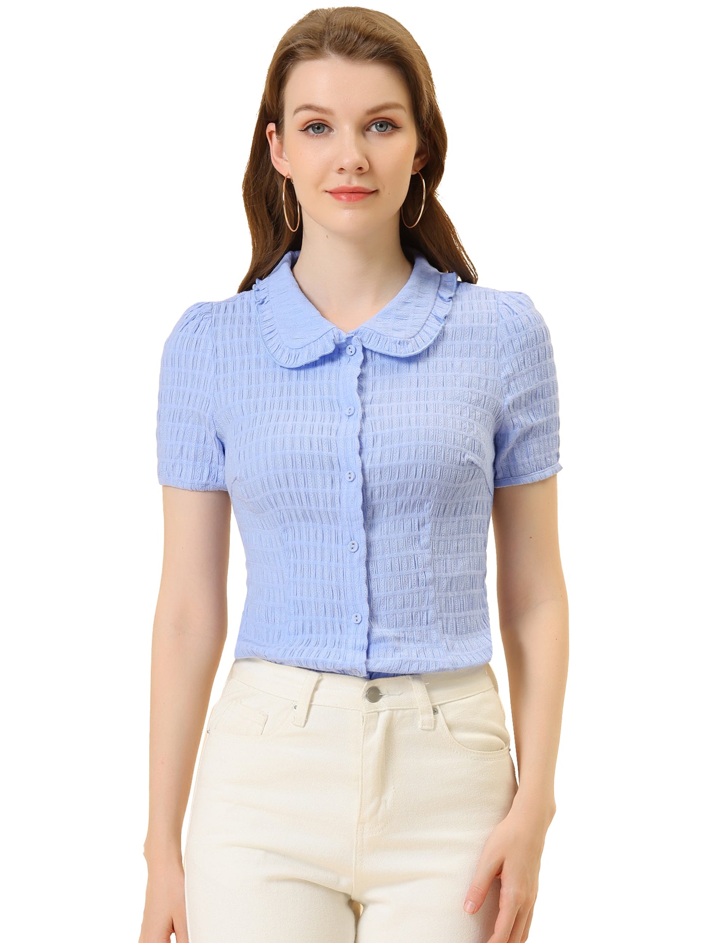 Women's Sweet Peter Pan Collar Button Down Shirt