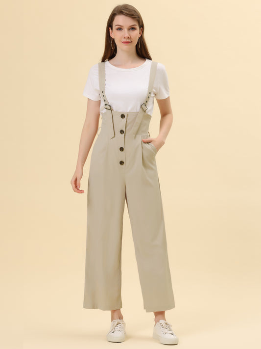 Women's Wide Leg Overalls Loose Fit Belted High Waist Suspenders Jumpsuits
