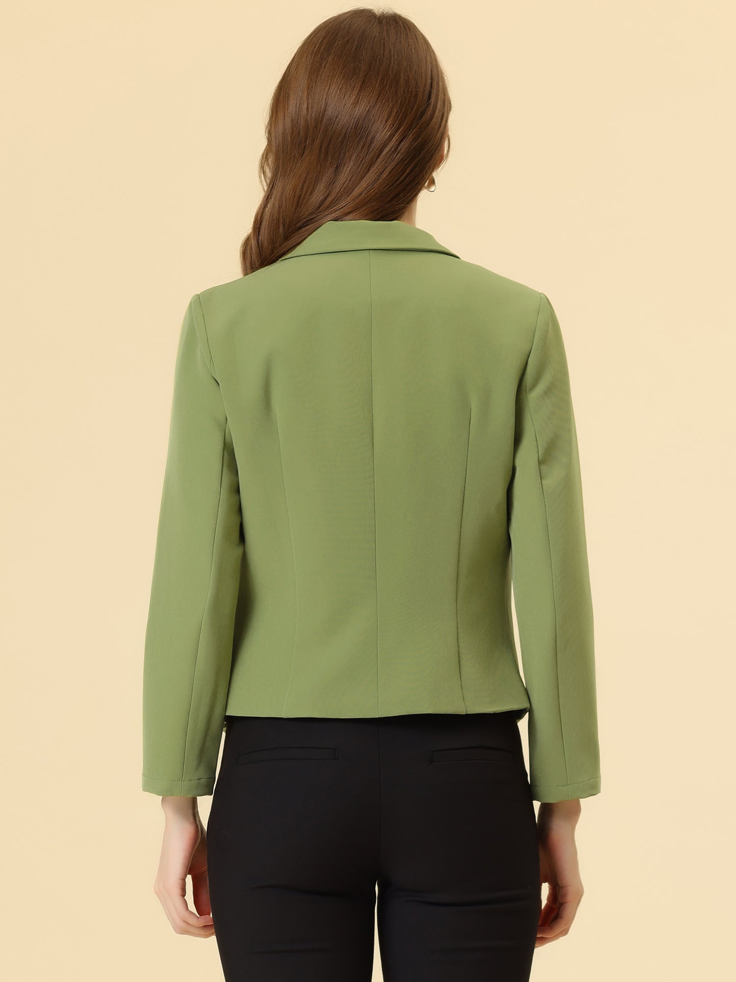 Women's Open Front Business Casual Lightweight Crop Blazer (Available in Plus Size)