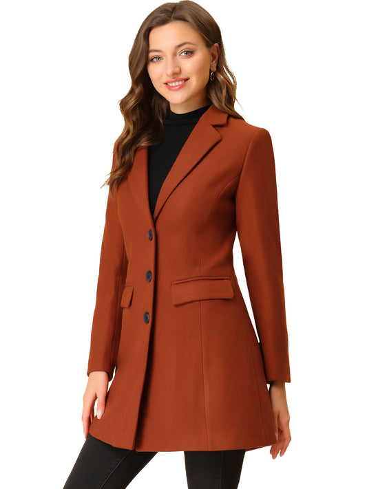 Women's Winter Coats Single Breasted Long Trench Coat Jackets, Deep Colors