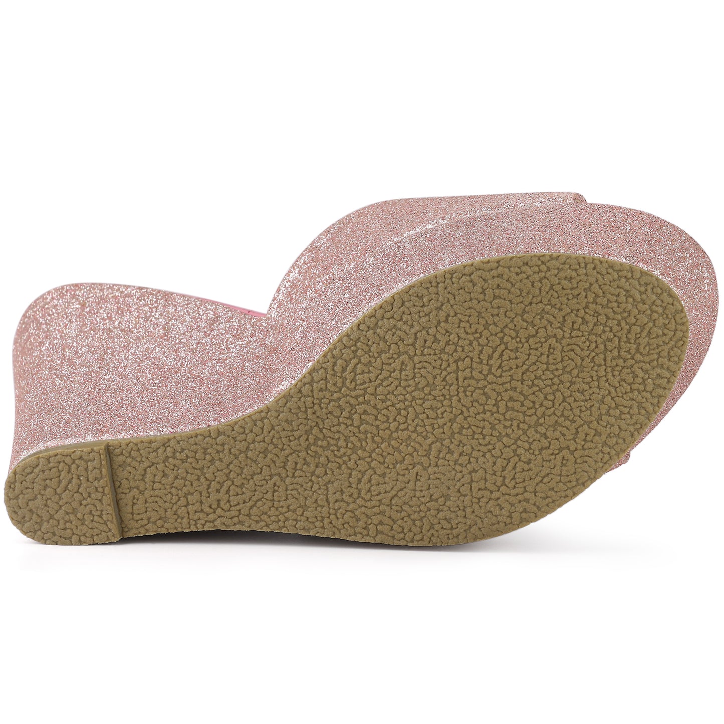 Women's Glitter Platform Slip On Wedge Heels Sandals